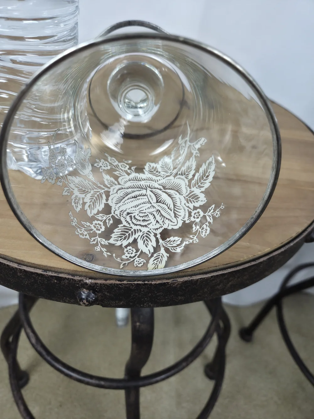 Crystal  Floral Glass Goblet - Decorative Drinkware